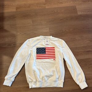 RL White Sweatshirt with American Flag